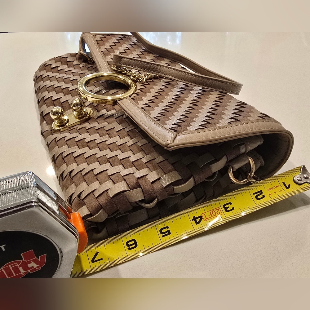 Sondra Roberts Brown Woven Clutch with Gold Chain - Picture 5 of 5